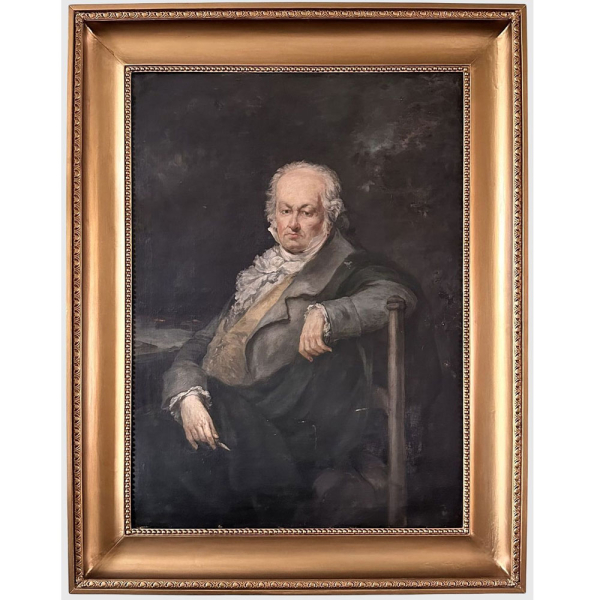 "Retrato de Goya" EUGENIO LUCAS VELÁZQUEZ, S. XIX – ESPAÑA.  Óleo sobre lienzo. Procedencia: Colección privada.