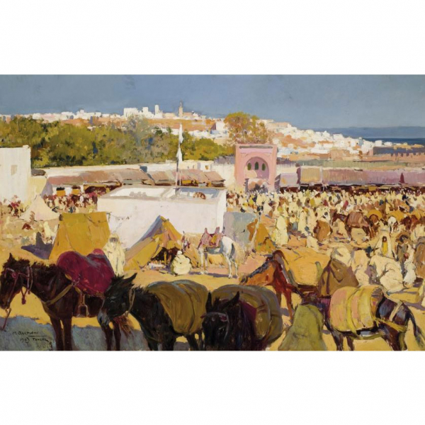 Mariano Bertuchi Nieto.  "Vista de Tánger (1903)". Óleo sobre lienzo. Firmado, localizado y fechado (Tánger, 1903)  