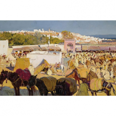 Mariano Bertuchi Nieto.  "Vista de T&aacute;nger (1903)". &Oacute;leo sobre lienzo. Firmado, localizado y fechado (T&aacute;nger, 1903)  