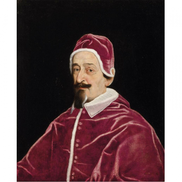Atribuído a Il Baciccio. "Retrato de Alejandro VII". Óleo sobre lienzo. Al dorso nº de inventario (H949).