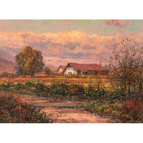 JUAN BAYÓN SALADO "BAY-SALA"  (Logroño 1913 - Bilbao 1995) "Caseríos de Santa Apolonia . Durango"