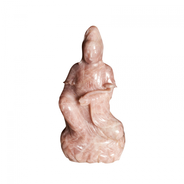 Guayin. Escultura china en cuarzo rosa tallado, mediados del s.XX.
