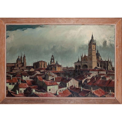 Jos&eacute; Perez Gil Caudete, (Albacete, 1918 - Alicante, 1998) "Tejados y c&uacute;pulas, Salamanca"