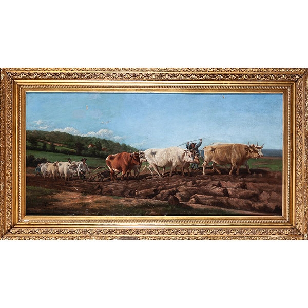 Vicente Mota Morales "Bueyes arando la tierra"