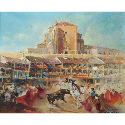Alfredo Palmero (Ciudad Real, 1901- 1991) “Capea de toros en Chinchón”
