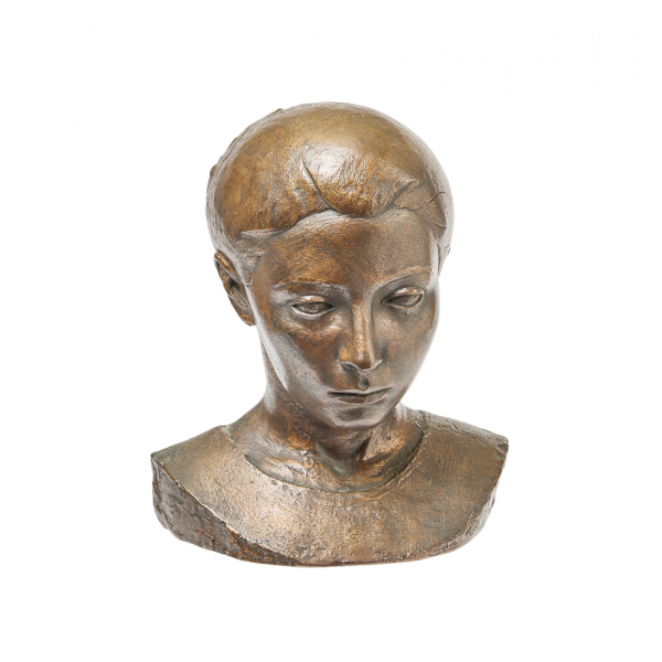 Atribuido a Joan Rebull (Reus, 1899-1981) Busto de joven. Escultura en bronce patinado. Sin firmar.