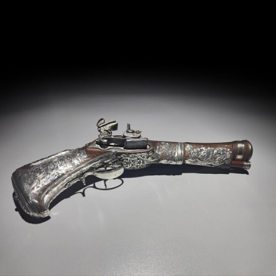 Extremadamente rara pistola de cinturón de trabuco sudamericano Miquelet-Lock Finales del siglo XVIII.