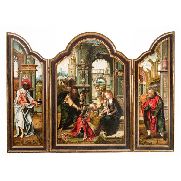 Taller de PIETER COECKE VAN AELST (1502 - 1550).  &quot;La adoración de los Reyes Magos&quot;. 