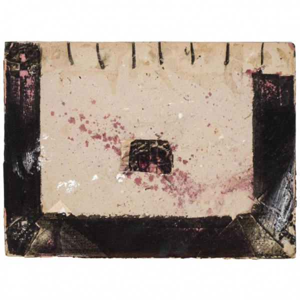 Antoni T&agrave;pies.   "Sin t&iacute;tulo (1970)". Pintura l&aacute;piz y collage sobre cart&oacute;n. Firmado en el &aacute;ngulo inferior derecho.