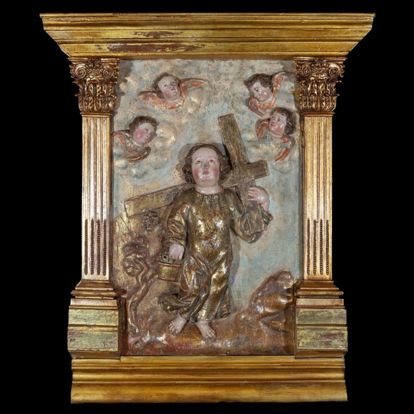 Relieve del Ni&ntilde;o Jes&uacute;s llevando la cruz - Escuela Espa&ntilde;ola - Siglo XVII.