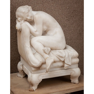 Escultura francesa m&aacute;rmol blanco 1900