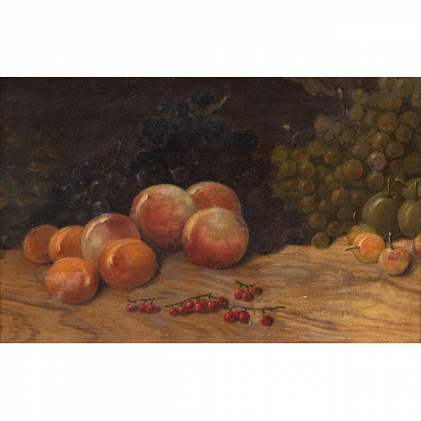  ESCUELA ESPAÑOLA   (S. XIX)  "Bodegón de frutas "  Óleo / Lienzo 