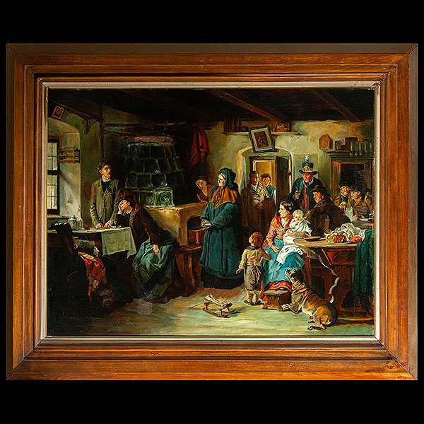 EDUARD KURZBAUER (Viena, 1840 - Munich, 1879) - Escena interior hogareña.