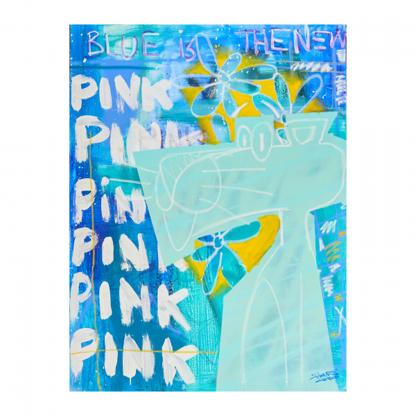 Henry Church (Barcelona, 1995) Blue is the new pink. Técnica mixta sobre tela.