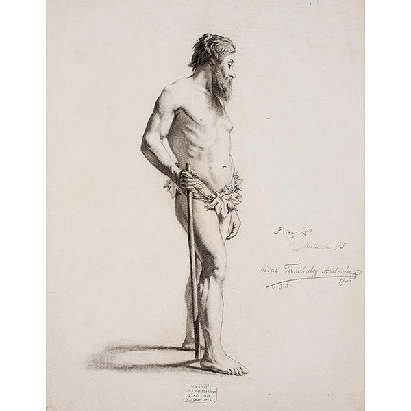 Cesar Fernandez Ardavin.   "Figura clásica". Carboncillo sobre papel. Firmado 