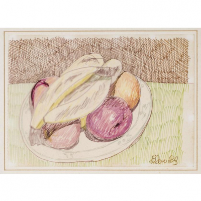 SALVATORE MANGIONE (SALVO).   &quot;Bodegón (1983)&quot;. Dibujo a rotulador  