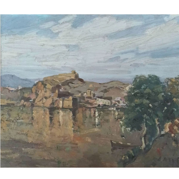 Joaquim Mir i Trinxet (Barcelona 1873 - Barcelona 1940). "Miravet, El Ebro" (1927). Óleo sobre lienzo firmado