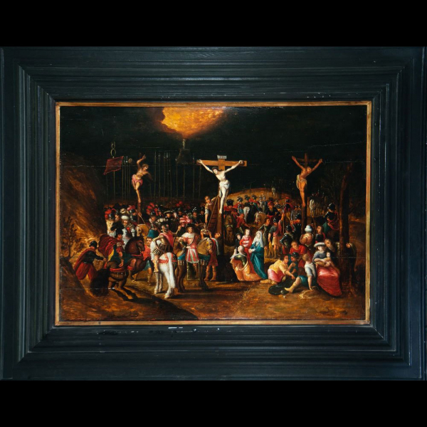 Calvario, atribuído a Frans Fracken III (Amberes, 1607-1667), escuela flamenca del siglo XVII. 