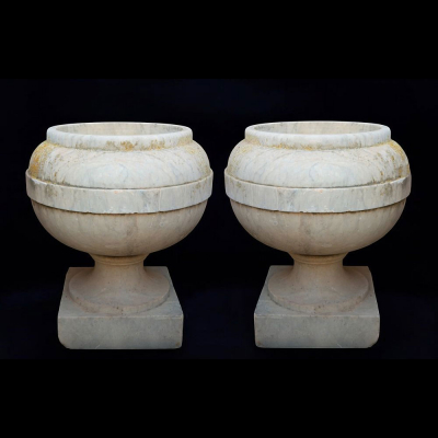 Pareja de mármol de copas italiana mármol de carrara siglo XVIII.