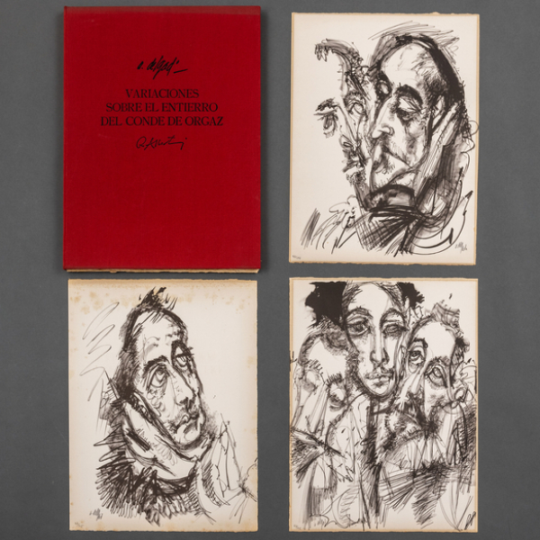 "Variaciones del entierro del conde de Orgaz"  &Aacute;LVARO DELGADO Carpeta compuesta por 12 litograf&iacute;as firmadas 