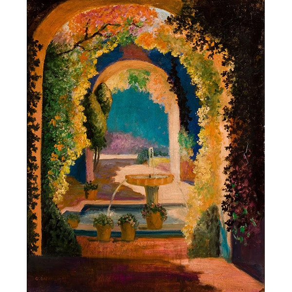 Gustavo Bacarisas. (1873 - 1971)  "Patio andaluz".