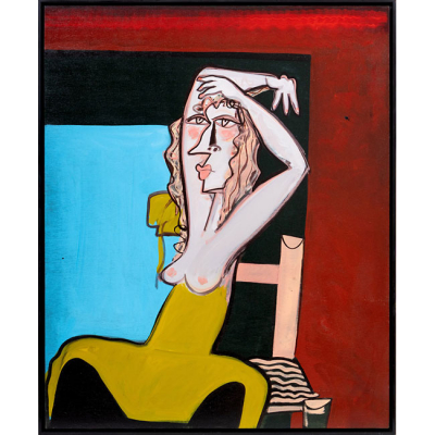 JUAN GARC&Eacute;S ESPINOSA   (Mar&iacute;n, Pontevedra 1935 - Madrid 2014)  "Desnudo Amarillo"  &Oacute;leo / Tabla  