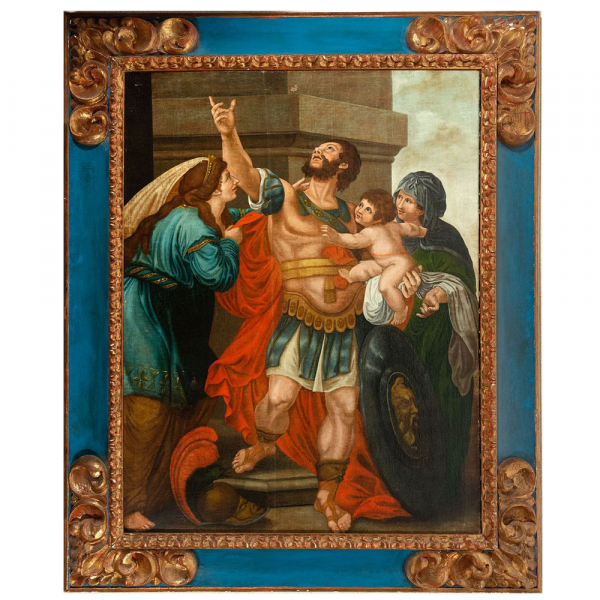 El Juicio de Salomón, escuela flamenca del siglo XVII.    Óleo sobre lienzo.