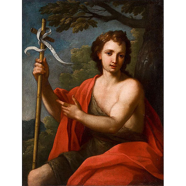 Pietro Bianchi (Roma 1694 - 1740) atribuido San Juan Bautista en el desierto Óleo sobre lienzo.