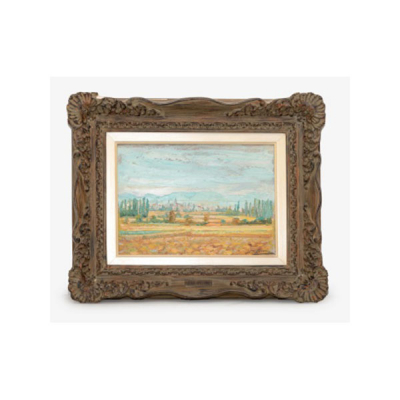 JESÚS LÓPEZ APELLÁNIZ   (Vitoria, Alava 1897-1969)  &quot;Huerta de Vitoria&quot;  Firmado: Jesus Apellaniz  Óleo / Tablex 