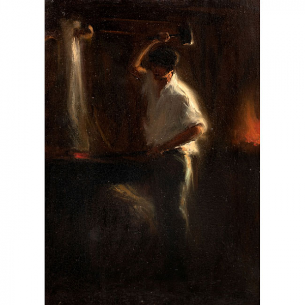 V.  BALBASTRE   (Pp. S. XX)  "Forjador"  Firmado: V. Balbastre  Óleo / Lienzo 