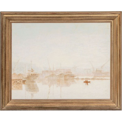 JUAN RAMÓN LUZURIAGA   (Bilbao 1938)  &quot;Un momento en la ría&quot;  Firmado: Luzuriaga 85  Óleo / Lienzo 