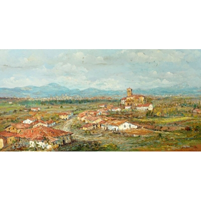 JESÚS LÓPEZ APELLÁNIZ  (Vitoria, Alava 1897-1969) &quot;Vista de pueblo&quot;