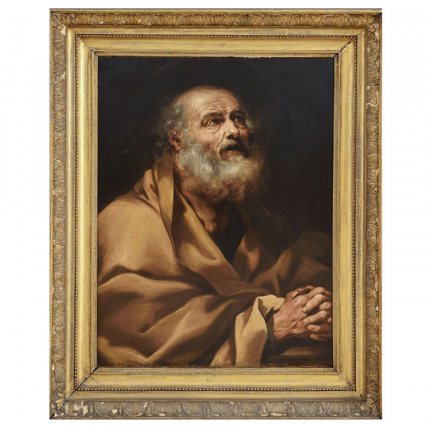 Atribuido a AURELIANO MILANI (Bolonia, 1675 - Roma, 1749) - El Arrepentimiento de San Pedro.    Óleo sobre lienzo. 