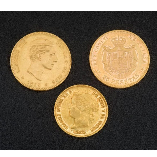 Lote de 18 monedas españolas de oro