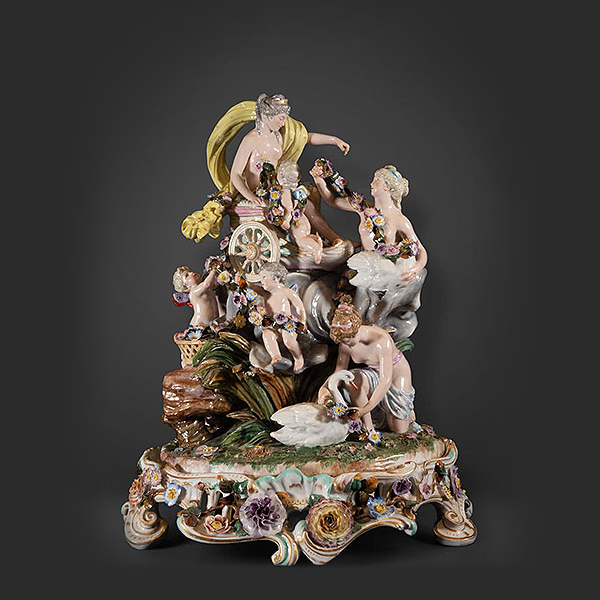Importante Grupo en porcelana Meissen alemana del siglo XIX.