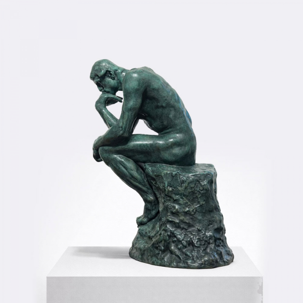 Escultura en bronce de "El pensador", firmado 'A.Rodin'.   Bronce con pátina verde, fundición a la cera perdida.