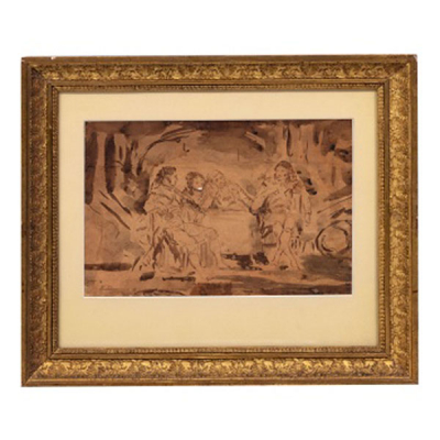 EUGENIO  LUCAS VELÁZQUEZ  (Alcalá de Henares 1817 - 1870) &quot;Personajes alrededor de la mesa &quot;