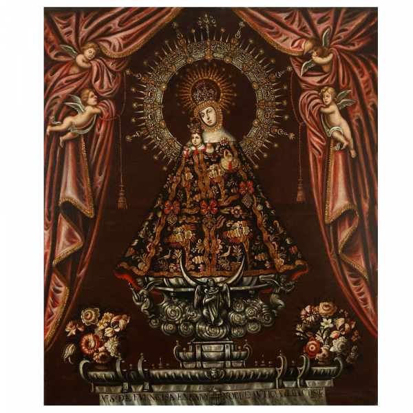 "Nuestra Señora de la Fuencisla" Escuela Castellana, fechado en 1715, Siglo XVIII.   Óleo sobre lienzo