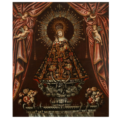 "Nuestra Se&ntilde;ora de la Fuencisla" Escuela Castellana, fechado en 1715, Siglo XVIII.   &Oacute;leo sobre lienzo