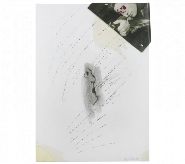 CARMEN CALVO (Valencia, 1950)  Hay criaturas que sufren realmente, 2011   Mixta, cartón, dibujo, lápiz, fotografía intervenida con gouache. 