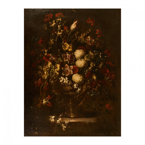 Atribuido a Gabriel De la Corte (Madrid, 1648-1694) Bodegón de flores. Óleo sobre tela.