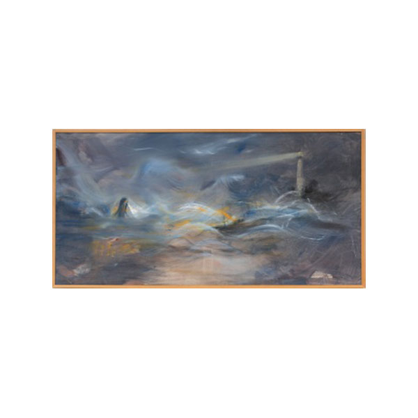 MIKEL DÍEZ ÁLABA  (Bilbao 1947) "Marina con faro" Óleo / Lienzo 