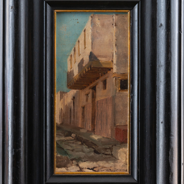 "Paisaje con casas" Autoría: Escuela Española, Siglo XIX