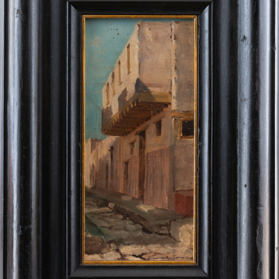 &quot;Paisaje con casas&quot; Autoría: Escuela Española, Siglo XIX