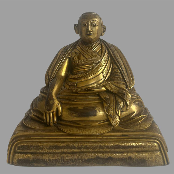 Excepcional Bronce Tibetano, siglo XV a inicios siglo XVI de Lama sentado en meditación - Escuela China final Dinastía Ming del siglo XV al siglo XVI.