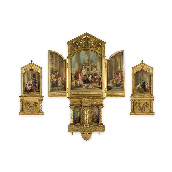 MARIE ELISABETH BOULANGER (1806 - 1883) "Políptico de los Sacramentos (c. 1855)".  Políptico realizado al óleo sobre tabla. 