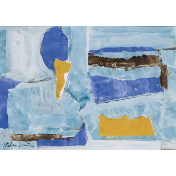 Esteban Vicente.   "Sin título". Collage y gouache sobre papel.