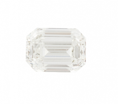 Diamante talla esmeralda de 4,01 ct, color estimado H, y grado de pureza VVS1.  