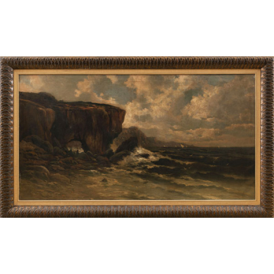 &quot;Marina con pescador&quot;  ESCUELA ESPAÑOLA, Siglo XIX