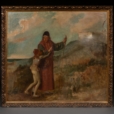 &quot;Anciano con Niño&quot;  Escuela Española, Siglo XIX - XX